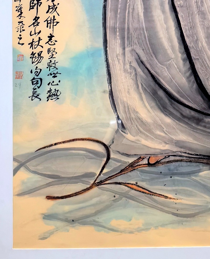 重磅收藏|著名书画家令狐伟鹏国画人物《达摩一苇渡江图》 | 中国题字网