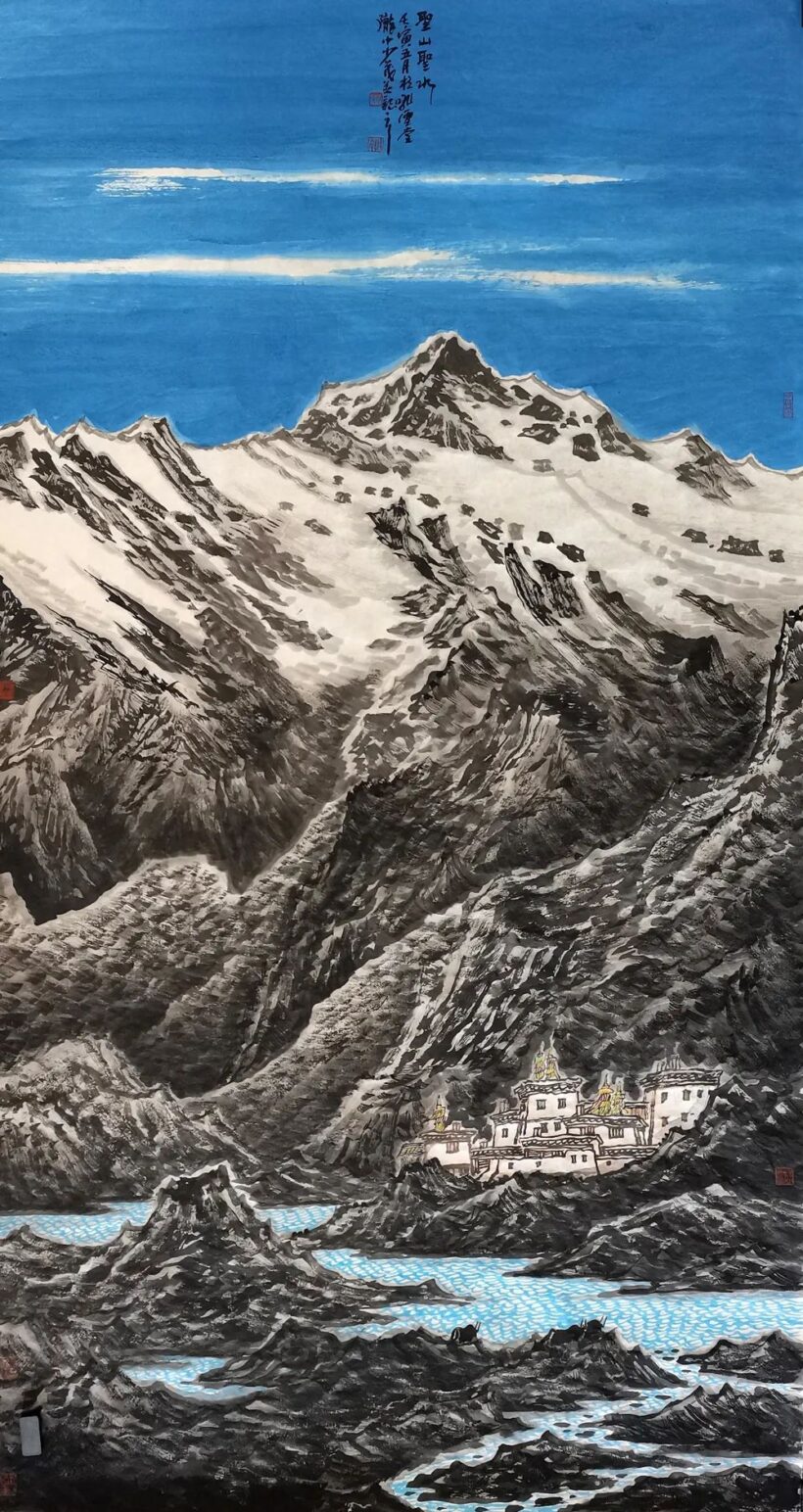 包少茂的西部山水画：遥望大漠与苍山｜作品定制插图中国题字网