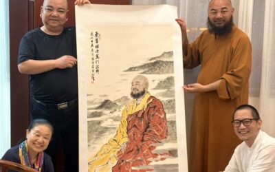 著名画家尹晶华为东华禅寺方丈万行法师创作画像缩略图中国题字网